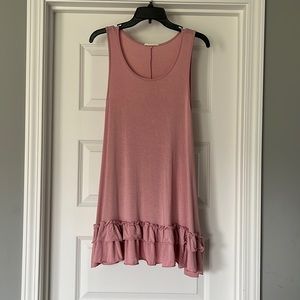Easel Pink Dress Sleeveless Ruffle Hem Small